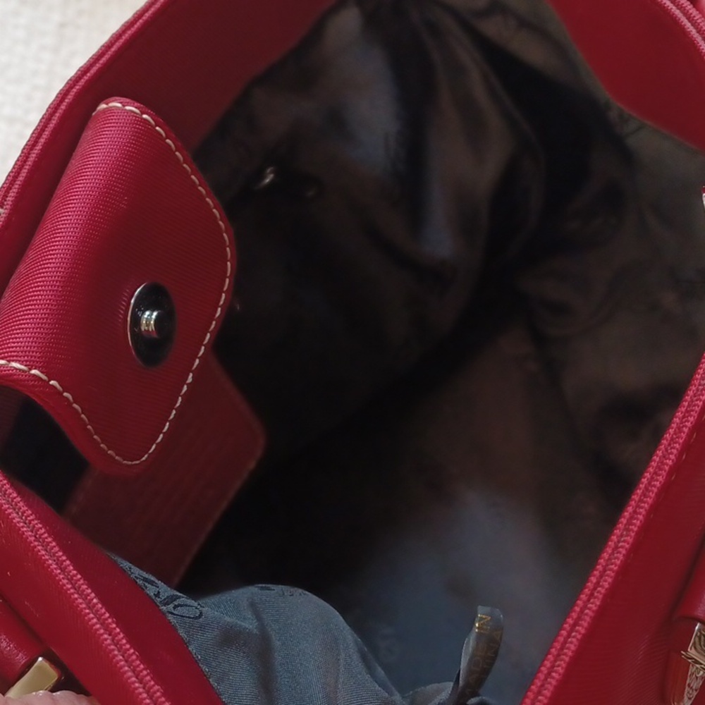 Fossil Vintage Dual Handle Red Nylon & Leather To… - image 6